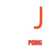 Logo de Jeff Jeffrey. Initiales J et F en blanc et J pour Jeffrey en rouge sang, éclaboussure. Accompagné de son slogan, la boxe expliquée point par poing